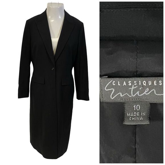 Classiques Entier Blazer Womens 10 Black Longline Jacket Minimalist Office Work - Picture 1 of 14
